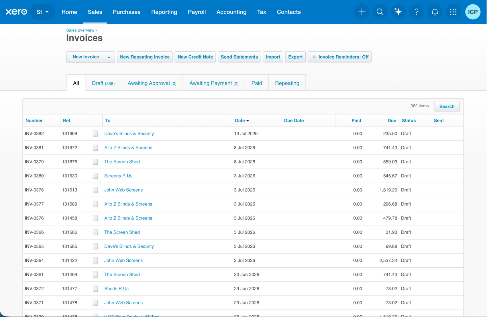 Accounts in sync: invoices flowing through to Xero